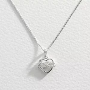 Revere Silver Heart Pendant & Earrings Set with Cubic Zirconia