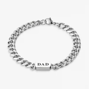 Personalized Revere DAD Bracelet – Men's Silver Stainless Chain
