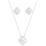 Lipsy Silver-Plated Floral Clover Pendant & Earring Set – Elegant Jewelry Gift - Image 3