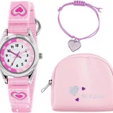 Tikkers Girls’ Pink Heart Watch, Bracelet & Purse Gift Set - Image 1