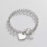 Revere Sterling Silver Heart Bracelet – Classic T-Bar Design - Image 3