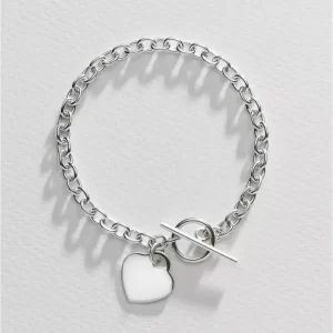 Revere Sterling Silver Heart Bracelet – Classic T-Bar Design