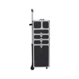 Large Professional Makeup Case with Wheels – Black Trolley Kit - Image 3