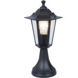 Lutec Corniche Black Pedestal Lantern - IP44 Waterproof, E27 Socket, 385mm x 190mm - Image 2