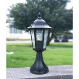 Lutec Corniche Black Pedestal Lantern - IP44 Waterproof, E27 Socket, 385mm x 190mm - Image 1