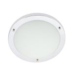 Chrome Delphi Flush Bathroom Ceiling Light, IP44 Rated, 2 x E27 - Image 1