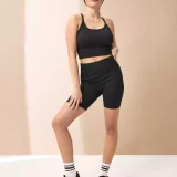 REAKTIV XL Black Ribbed Sports Crop Top - Seamless Design - Image 1
