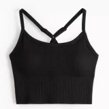 REAKTIV XL Black Ribbed Sports Crop Top - Seamless Design - Image 3