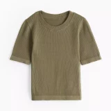 REAKTIV Khaki Ribbed Seamless Short Sleeve T-Shirt - Image 4