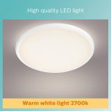 Philips CL260 12W LED Round Ceiling Light, IP44, Silver, 1200lm, Warm White - Waterproof - Image 1