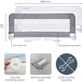 Dreambaby Prague Bed Safety Rail for Flat & Slat Beds - Grey - Image 3