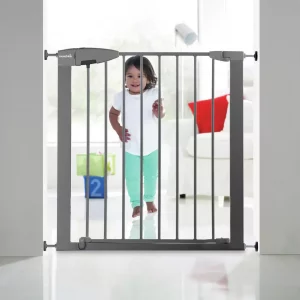 Munchkin Lindam Easy Lock Baby Safety Gate – Silver, Pressure Fit