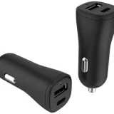 32W Dual Port Car Charger USB-A & USB-C – Fast Charging, Black - Image 1