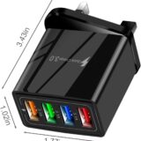 Fast Charging 4-Port USB Charger UK – QC 3.0, 3.1A Power Adapter with Smart Device Detection (Black) - Image 3