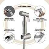 2 Modes Stainless Steel Bidet Hand Shower Kit with 2-Way Diverter, 1.5m Hose & Holder for Toilet Bidet Shower - Image 2