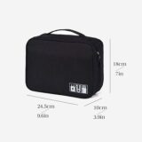 OrgaWise 3-Layer Travel Electronics Organizer Bag – Cable Storage Case for Power Bank, Camera, iPad, Memory Cards – Grey + 2 Data Line Protectors - Image 4