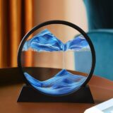Arthink 7-Inch Moving Sand Art – 3D Deep Sea Round Glass Sandscape in Motion, Relaxing Sensory Desktop Decor (Blue) - Image 1