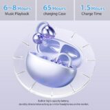 Ucani Wireless Clip-On Earphones for Sports – 12mm Drivers, ENC Noise Cancellation, IPX5, 30 Hours Battery (Purple) - Image 6