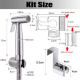 2 Modes Stainless Steel Bidet Hand Shower Kit with 2-Way Diverter, 1.5m Hose & Holder for Toilet Bidet Shower - Image 3