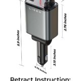 LISEN Retractable USB Car Charger 69W – Cigarette Lighter Adapter for iPhone 16-12, USB C Fast Charging Car Accessory for Father’s Day Gifts - Image 6