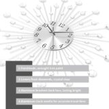 Large Modern Silent Wall Clock - Battery Operated Non-Ticking Metal Clock for Living Room, Bedroom, Kitchen & Office, Silver Crystal Design - Image 3