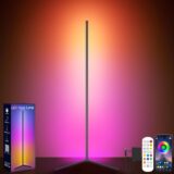 GIPOYENT RGB LED Corner Floor Lamp – Smart Ambience Light with Music Sync, 16 Million Colors, App & Remote Control for Bedroom, Living Room, Gaming - Image 1