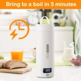 Focenat Compact 500ML Electric Kettle – Portable Travel Use, 316 Stainless Steel, LCD Temp Control – White - Image 5