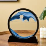 Arthink 7-Inch Moving Sand Art – 3D Deep Sea Round Glass Sandscape in Motion, Relaxing Sensory Desktop Decor (Blue) - Image 5