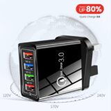Fast Charging 4-Port USB Charger UK – QC 3.0, 3.1A Power Adapter with Smart Device Detection (Black) - Image 2