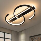 LUOLONG 35W Dimmable Black LED Ceiling Light with Remote Control – Modern 2-Ring Circle Lamp for Living Room, Bedroom, Study & Office (40cm) - Image 2