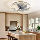 Finktonglan Modern LED Bladeless Ceiling Fan with Light – 50cm, Remote Control, Quiet for Bedroom & Living Room - Image 2