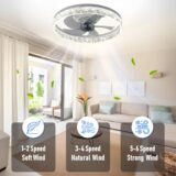 Finktonglan Modern LED Bladeless Ceiling Fan with Light – 50cm, Remote Control, Quiet for Bedroom & Living Room - Image 5