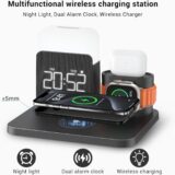 COLSUR 6-in-1 MagSafe Wireless Charging Station with Alarm Clock & Night Light – 18W Fast Charger for iPhone, Apple Watch & AirPods - Image 3