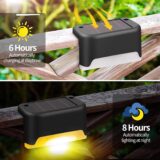 CNMTCCO Solar Deck Lights 12-Pack – Waterproof Outdoor LED Step & Fence Lights, Warm White Solar Pathway Lighting for Patio, Yard, Garden, and Stairs (Black) - Image 4