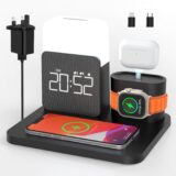 COLSUR 6-in-1 MagSafe Wireless Charging Station with Alarm Clock & Night Light – 18W Fast Charger for iPhone, Apple Watch & AirPods - Image 1