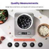 Etekcity Digital Kitchen Scale - Professional Stainless Steel Food Scale with Backlit LCD, High Precision 1g Accuracy, 5kg Capacity - Silver - Image 3