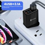 Fast Charging 4-Port USB Charger UK – QC 3.0, 3.1A Power Adapter with Smart Device Detection (Black) - Image 5