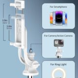 71” Extendable Selfie Stick & Tripod with Remote for iPhone 15/14/13 Pro Max, Android, GoPro – White Smartphone Stand - Image 5