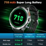 Military Smart Watch for Men – 1.85” HD Screen, 710mAh Battery, Heart Rate & Sleep Monitor, 100+ Sport Modes, Call Function – Compatible with Android & iOS, Black - Image 2