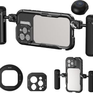 NEEWER 16 Pro Max Video Rig Cage – Phone Filmmaking Kit with Quick Release Handles, 67mm Filter Adapter, T-Mount & 17mm Lens Mount