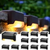 CNMTCCO Solar Deck Lights 12-Pack – Waterproof Outdoor LED Step & Fence Lights, Warm White Solar Pathway Lighting for Patio, Yard, Garden, and Stairs (Black) - Image 2