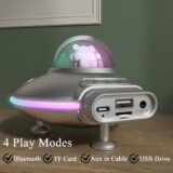 Astronaut Bluetooth Speaker with RGB LED Lights – Wireless AUX/TF Card/U-Disk Music Player, Night Light for Kids, Teens & Men, Cool Home & Game Room Decor (Silver) - Image 3