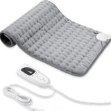 Electric Heating Pad for Back, Neck & Shoulder – 6 Heat Settings, Auto Shut-Off, Washable Cover – 20x24 Inch, Silver Gray - Image 1