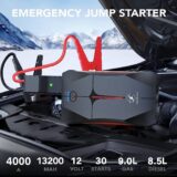 FLYLINKTECH 4000A Car Jump Starter – 12V Portable Battery Booster for 9.0L Gas & 8.5L Diesel, Power Bank, LED Flashlight, IP67 Waterproof - Image 5