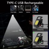 Mini Rechargeable LED Keychain Emergency Light with 4 Modes, Magnetic COB Work Light & Folding Bottle Opener – Portable Flashlight for Car Repair & Hiking - Image 4