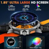 Military Smart Watch for Men – 1.85” HD Screen, 710mAh Battery, Heart Rate & Sleep Monitor, 100+ Sport Modes, Call Function – Compatible with Android & iOS, Black - Image 3