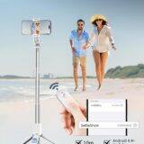 71” Extendable Selfie Stick & Tripod with Remote for iPhone 15/14/13 Pro Max, Android, GoPro – White Smartphone Stand - Image 2