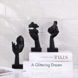 Oliruim Black Woman Face Statue Set – 3-Piece Modern Home Decor Accent for Living Room, Bookshelf & Desk - Image 6