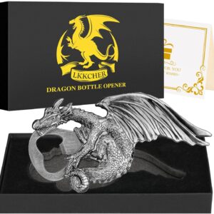 LKKCHER Vintage Dragon Bottle Opener – Funny Beer Gift for Him, Dad, Boyfriend | Valentine’s Day, Birthday, Christmas Present, Grey (ATM1131)