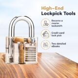 Lock Cowboy Lock Picking Set – Pro 20-Piece Tool Kit with Transparent Practice Padlock - Image 4